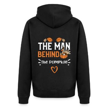 The Man Behind The Pumpkin - Unisex Premium Organic Zip Hoodie - black - Back - Nico (187cm)