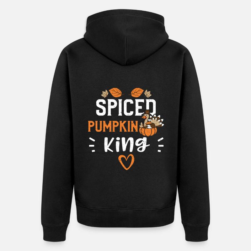 Spiced Pumpkin King - Thanksgiving - Veste à capuche bio Premium Unisexe - noir