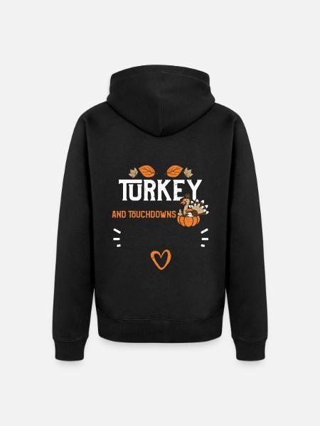 Turkey And Touchdowns - Unisex Premium Bio Zip Hoodie - Schwarz