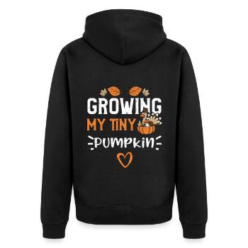 Growing My Tiny Pumpkin - Unisex Premium Bio Zip Hoodie - Schwarz - Hinten - Nico (187cm)