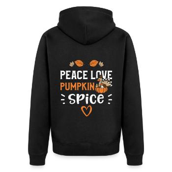 Peace Love Pumpkin Spice - Unisex Premium Bio Zip Hoodie - Schwarz - Hinten - Nico (187cm)