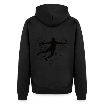 Diskuswerfer Colorsplash Diskuswurf - Unisex Premium Bio Zip Hoodie - Schwarz - Hinten - Nico (187cm)