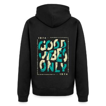 1974 Geburtstag 1974 Jahrgang 1974 Geschenk 1974 - Unisex Premium Bio Zip Hoodie - Schwarz - Hinten - Nico (187cm)