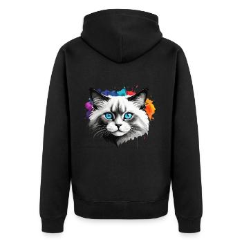 Ragdoll chat mignon mignon aquarelle peinture éclaboussure - Veste à capuche bio Premium Unisexe - noir - Dos - Nico (187cm)
