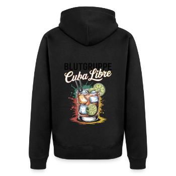 Blutgruppe Cuba Libre Cocktail Barkeeper - Unisex Premium Bio Zip Hoodie - Schwarz - Hinten - Nico (187cm)