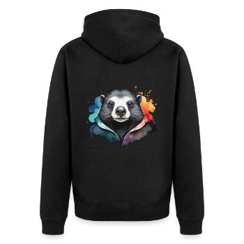 Mole Cool Colorful Cloud Cartoon Watercolor - Unisex Premium Organic Zip Hoodie - black - Back - Nico (187cm)