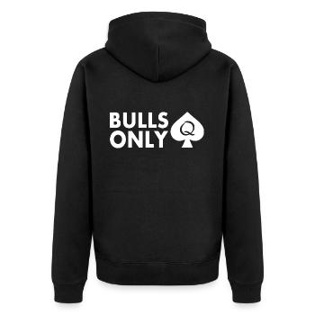 Bulls only - Unisex Premium Bio Zip Hoodie - Schwarz - Hinten - Nico (187cm)