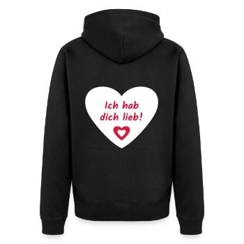 Je t’ai Cœur d’Amour - Veste à capuche bio Premium Unisexe - noir - Dos - Nico (187cm)