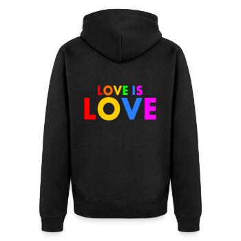 Love is love - Unisex Premium Bio Zip Hoodie - Schwarz - Hinten - Nico (187cm)