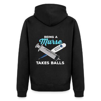 Lustiges Krankenpfleger Pfleger Geschenk - Unisex Premium Bio Zip Hoodie - Schwarz - Hinten - Nico (187cm)
