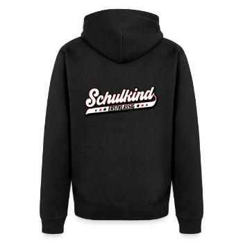 Schulkind Erstklassig | Farben änderbar - Unisex Premium Bio Zip Hoodie - Schwarz - Hinten - Nico (187cm)