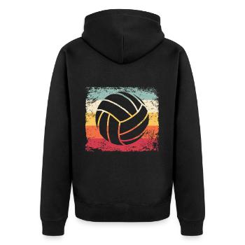 Volleyball Player Retro Beach Volleyball - Unisex Premium Organic Zip Hoodie - black - Back - Nico (187cm)