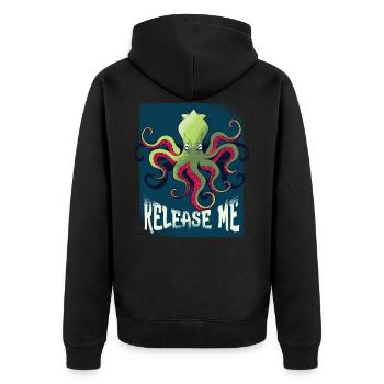Vintage Krake - Unisex Premium Bio Zip Hoodie - Schwarz - Hinten - Nico (187cm)