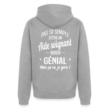 Aide soignant - Veste à capuche bio Premium Unisexe - gris chiné - Dos - Nico (187cm)