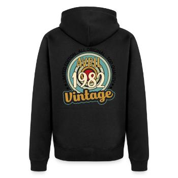 Vintage Flourish Cadeau Anniversaire Avril 1982 - Veste à capuche bio Premium Unisexe - noir - Dos - Nico (187cm)