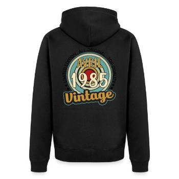 Vintage Flourish Cadeau Anniversaire Avril 1985 - Veste à capuche bio Premium Unisexe - noir - Dos - Nico (187cm)