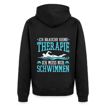Schwimmer Spruch Schwimmen - Unisex Premium Bio Zip Hoodie - Schwarz - Hinten - Nico (187cm)