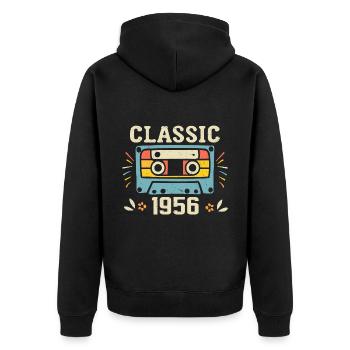 Vintage 1956 Retro Birthday Cassette 1956 - Unisex Premium Organic Zip Hoodie - black - Back - Nico (187cm)