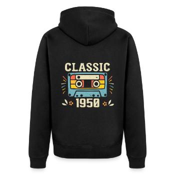 Vintage 1950 Geburtstagskassette Retro 1950 - Unisex Premium Bio Zip Hoodie - Schwarz - Hinten - Nico (187cm)