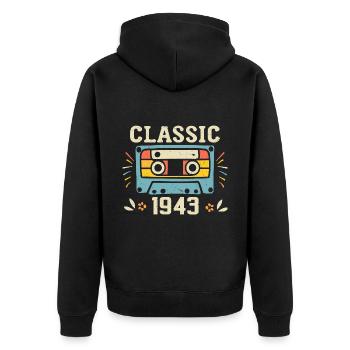 Vintage 1943 Cassette D'anniversaire Rétro 1943 - Veste à capuche bio Premium Unisexe - noir - Dos - Nico (187cm)