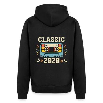 Vintage 2020 Cassette D'anniversaire Rétro 2020 - Veste à capuche bio Premium Unisexe - noir - Dos - Nico (187cm)