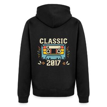 Vintage 2017 Cassette D'anniversaire Rétro 2017 - Veste à capuche bio Premium Unisexe - noir - Dos - Nico (187cm)