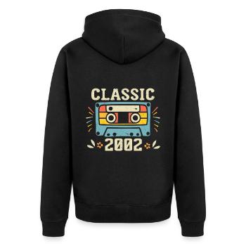 Vintage 2002 Retro Geburtstagskassette 2002 - Unisex Premium Bio Zip Hoodie - Schwarz - Hinten - Nico (187cm)