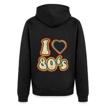 J’adore la chemise arc-en-ciel des années 80 - Veste à capuche bio Premium Unisexe - noir - Dos - Nico (187cm)