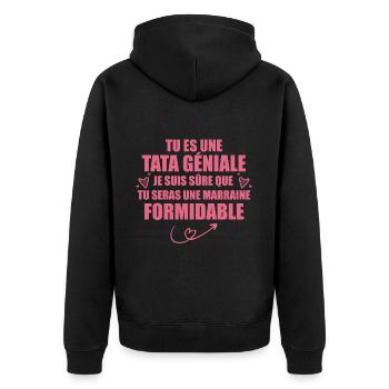 Une Tata Géniale Tu Seras Une Marraine Formidable - Veste à capuche bio Premium Unisexe - noir - Dos - Nico (187cm)