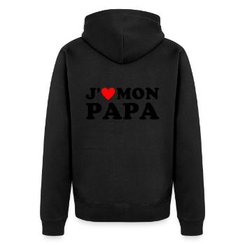 J' aime mon papa cadeau fête des pères coeur rouge - Veste à capuche bio Premium Unisexe - noir - Dos - Nico (187cm)