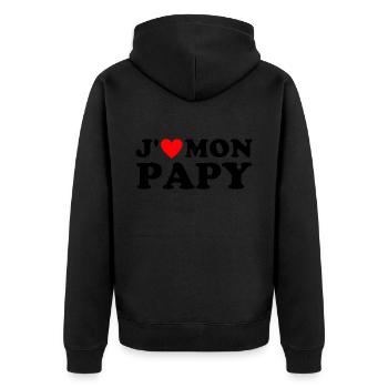 J' aime mon papy cadeau grand-père coeur rouge - Veste à capuche bio Premium Unisexe - noir - Dos - Nico (187cm)