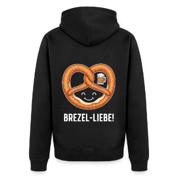 Brezel-Liebe ! - Unisex Premium Bio Zip Hoodie - Schwarz - Hinten - Nico (187cm)