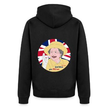 Elizabeth II Souvenirs - Veste à capuche bio Premium Unisexe - noir - Dos - Nico (187cm)