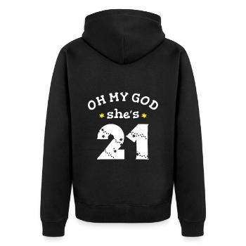 Oh mon dieu, elle a 21 ans - Veste à capuche bio Premium Unisexe - noir - Dos - Nico (187cm)