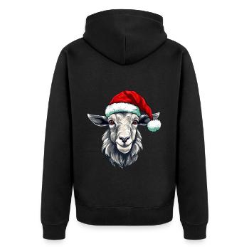 Ziege Xmas Weihnachten Tier Kopf - Unisex Premium Bio Zip Hoodie - Schwarz - Hinten - Nico (187cm)