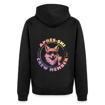 Fuchs Apres Ski Team Spruch Bunt - Unisex Premium Bio Zip Hoodie - Schwarz - Hinten - Nico (187cm)