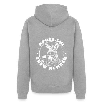 Esel Apres Ski Team Spruch - Unisex Premium Bio Zip Hoodie - Grau meliert - Hinten - Nico (187cm)