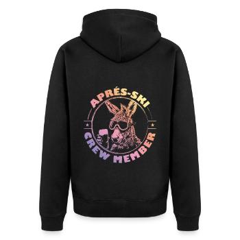 Esel Apres Ski Team Spruch Bunt - Unisex Premium Bio Zip Hoodie - Schwarz - Hinten - Nico (187cm)