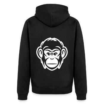 Affe Kopf - Unisex Premium Bio Zip Hoodie - Schwarz - Hinten - Nico (187cm)
