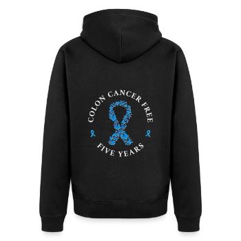 Colon cancer free 5 years - Unisex Premium Organic Zip Hoodie - black - Back - Nico (187cm)