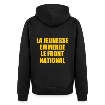 la jeunesse emmerde front national - Veste à capuche bio Premium Unisexe - noir - Dos - Nico (187cm)