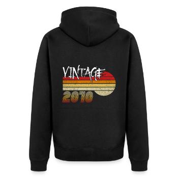 Vintage 2010 - Born 2010 - Year of Heroes! - Unisex Premium Organic Zip Hoodie - black - Back - Nico (187cm)