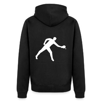 Joueurs jouant au tennis de table en blanc - Veste à capuche bio Premium Unisexe - noir - Dos - Nico (187cm)