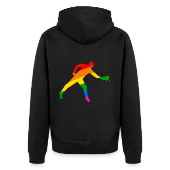 Tennis de table coloré et dynamique - Veste à capuche bio Premium Unisexe - noir - Dos - Nico (187cm)