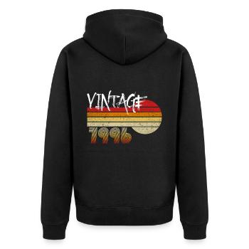 Vintage 1996 - Geboren 1996 - Jahr der Helden! - Unisex Premium Bio Zip Hoodie - Schwarz - Hinten - Nico (187cm)