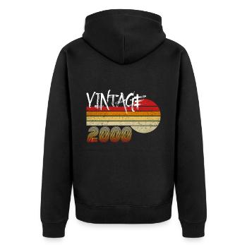 Vintage 2000 - Geboren 2000 - Jahr der Helden! - Unisex Premium Bio Zip Hoodie - Schwarz - Hinten - Nico (187cm)