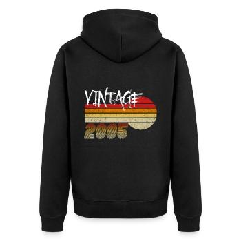 Vintage 2005 - Geboren 2005 - Jahr der Helden! - Unisex Premium Bio Zip Hoodie - Schwarz - Hinten - Nico (187cm)