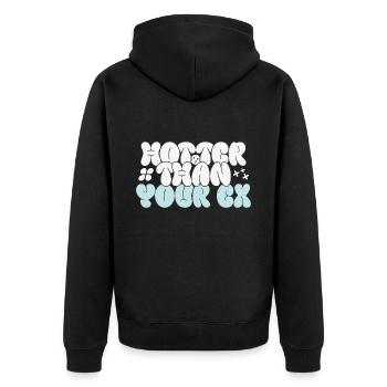Hotter than your Ex - Unisex Premium Organic Zip Hoodie - black - Back - Nico (187cm)