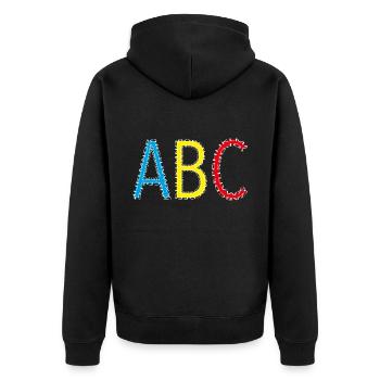 ABC- Schulstart, Schulkind - Unisex Premium Bio Zip Hoodie - Schwarz - Hinten - Nico (187cm)