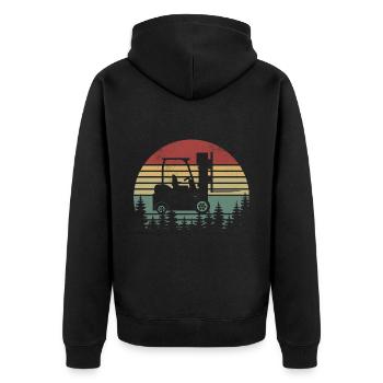 Funny Forklift Driver Art - Forklift Operator - Unisex Premium Organic Zip Hoodie - black - Back - Nico (187cm)